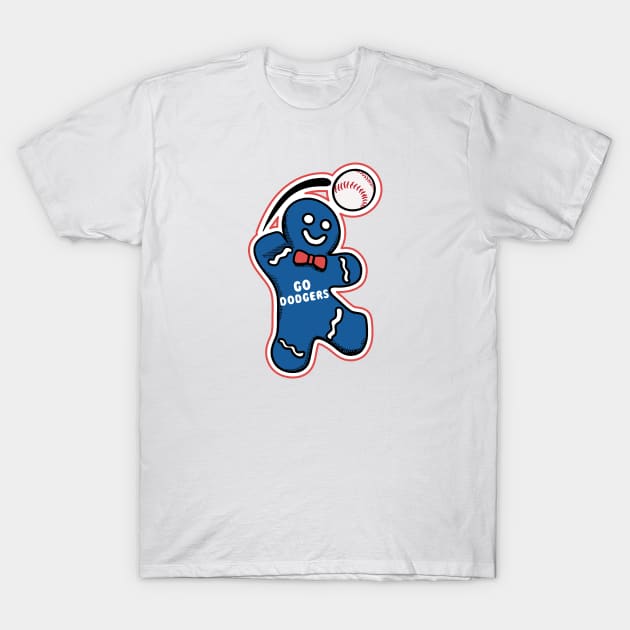 Los Angeles Dodgers Gingerbread Man T-Shirt by Rad Love